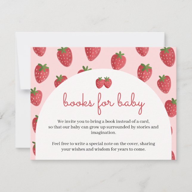 Libros de Fresa de Acuarela para Tarjeta de Bebe (Anverso)