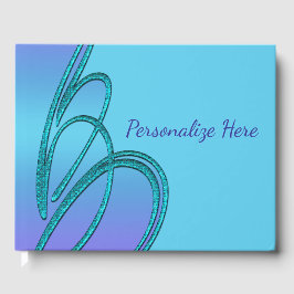Libros de invitados de boda morados y azul turques
