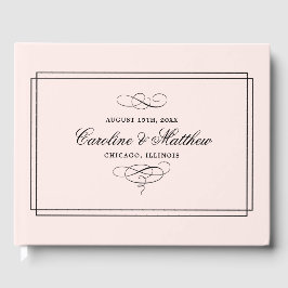 Libros de invitados de Rubor Pink Elegant Wedding