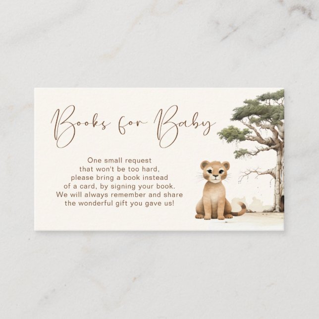 Libros De León Para Bebé Tarjeta De Alojamiento Ba (Anverso)