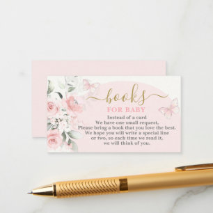 Libros de mariposa rosa para la tarjeta de bebé