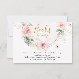 Libros de mariposa rosada para tarjeta de bebé