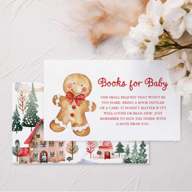 Libros de Navidades rojos para tarjeta de envoltur (Gingerbread Christmas Baby Shower Books for Baby Card)