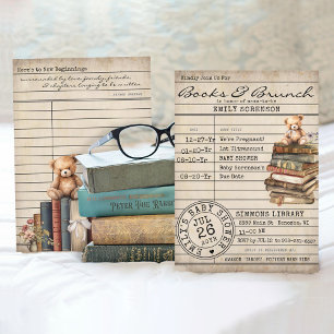 Libros de tarjetas de biblioteca de época con invi