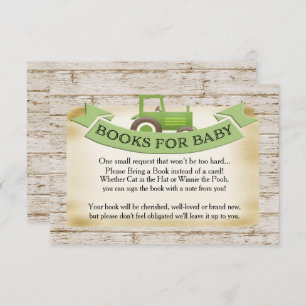 Libros de tractores verdes para tarjeta para bebé