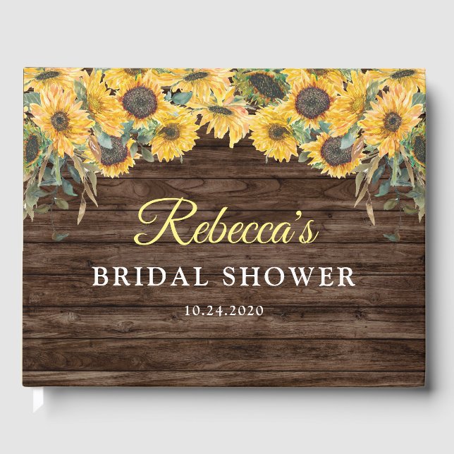 Libros de visitas para bodas de girasoles de mader (Anverso)