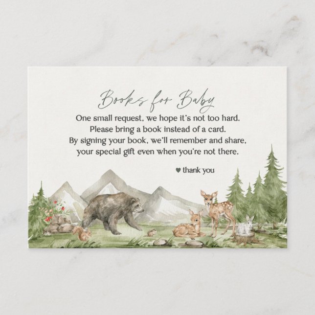 Libros de Woodland Animals para la invitación al b (Anverso)