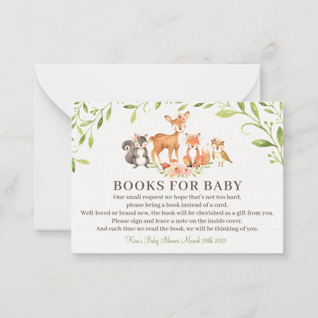Libros de Woodland para tarjeta Baby Shower (Anverso)