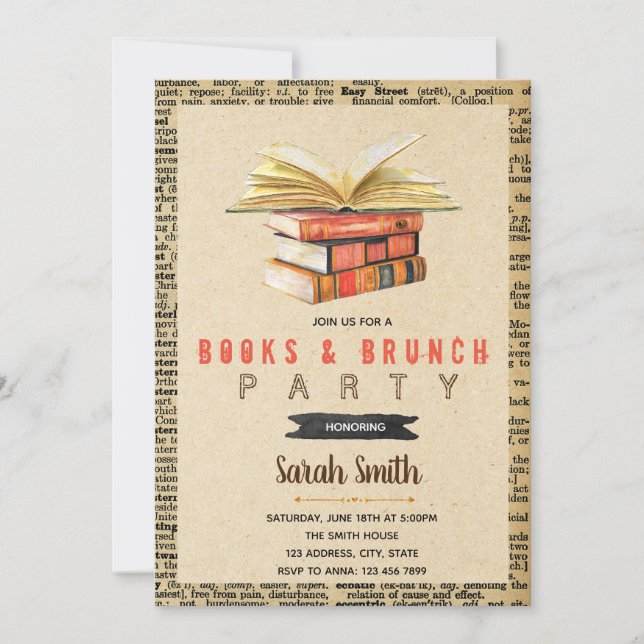 Libros e invitaciones a fiestas de brunch (Anverso)