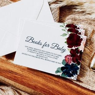 Libros florales de Borgoña y Marina para Tarjeta d