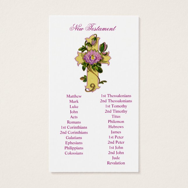 Libros florales de tarjetas de la Biblia (Atrás)
