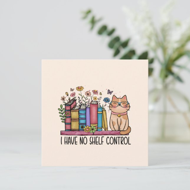 Libros florales lindos y gato (Anverso de pie)