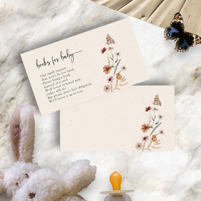 Libros Florales Para Tarjeta De Alojamiento Para B (Boho Floral Books For Baby Enclosure Card by Painted Paperie
)