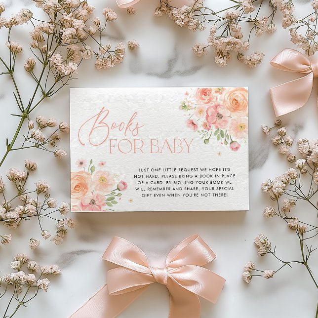 Libros florales para tarjeta de baby shower (Floral Books For Baby Enclosure Card | Baby in Bloom Bridal Shower)