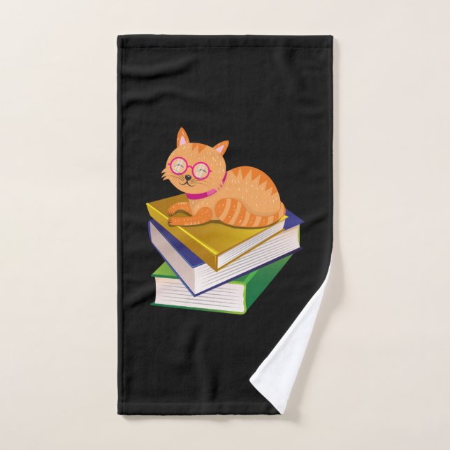 Libros - Gato y Libros Regalo para Amantes de los  (Toalla de mano)
