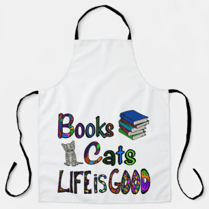 Libros Gatos La Vida es Buena Delantal Grande