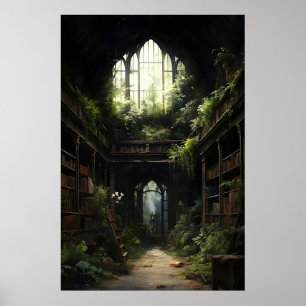 Libros góticos botánicos Impresión de biblioteca, 