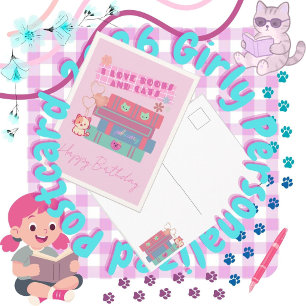 Libros Lindos & Gatos Tarjeta Postal de Vacaciones