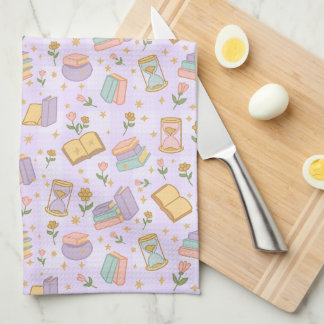 Libros Mágicos Lindos Toallas de Cocina Moradas