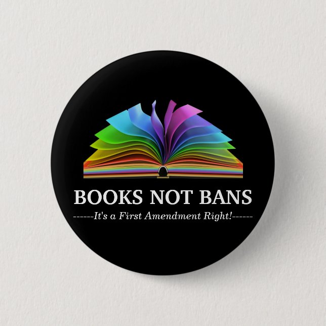 Libros, no prohibiciones, botón LGBTQ+ Pin (Anverso)