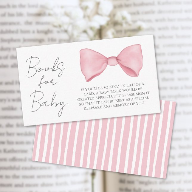Libros Para Bebés Rosa Tarjeta De Alojamiento Baby (Books For Baby Pink Bow Baby Shower Enclosure Card )