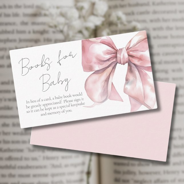 Libros Para Bebés Rosa Tarjeta De Alojamiento Baby (Books For Baby Pink Bow Baby Shower Enclosure Card)