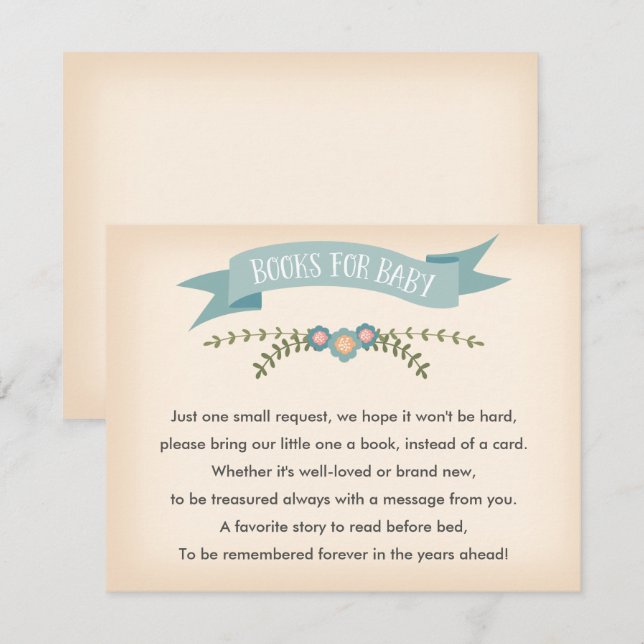 Libros para bebés - Tarjeta Baby Shower (Anverso / Reverso)