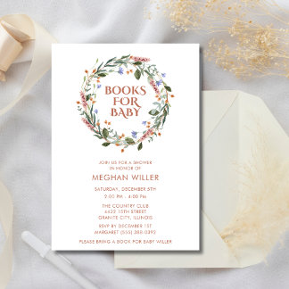 Libros Para La Invitación De Baby Floral A Baby Sh
