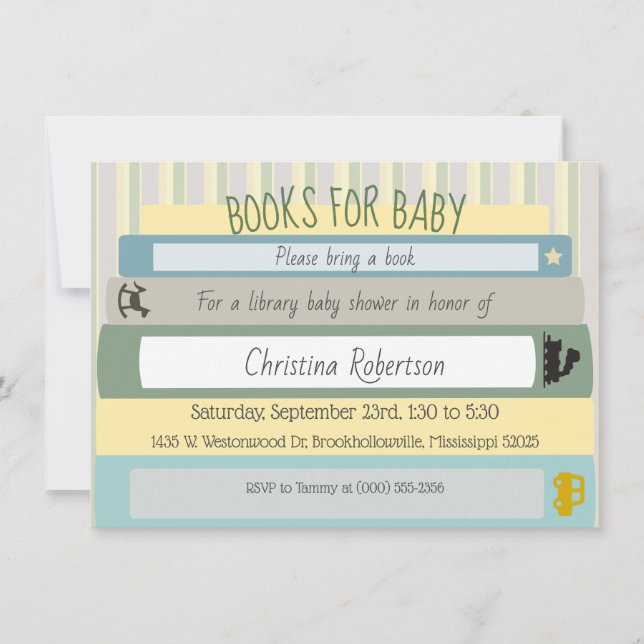 Libros para la invitación de Baby Shower (Anverso)