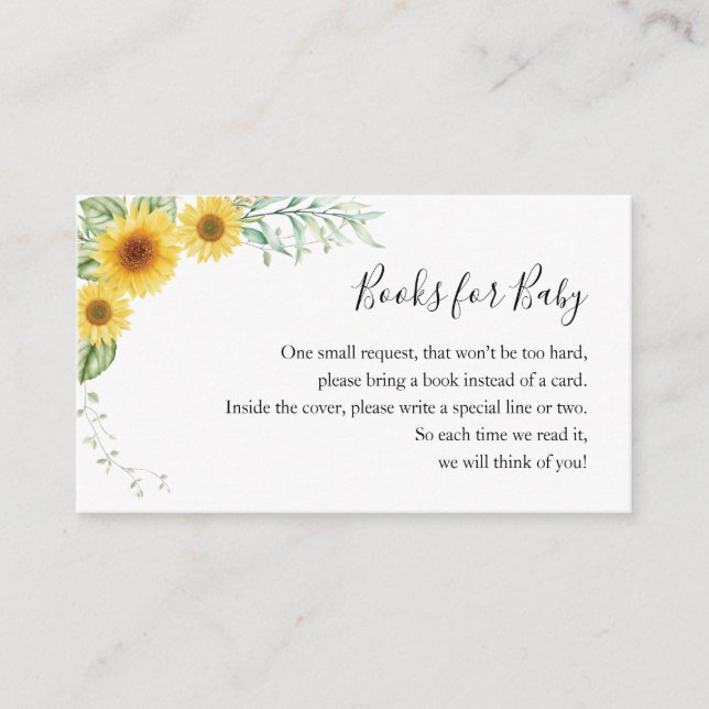 Libros para la tarjeta de cierre Baby Shower Sunfl (Anverso)