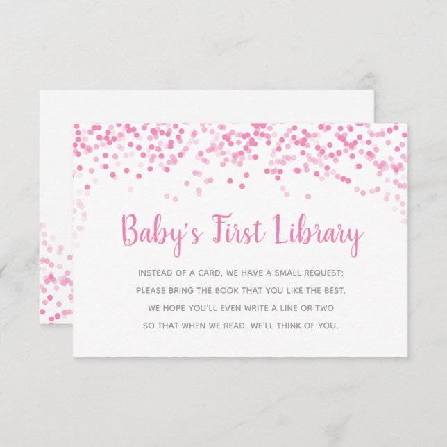 Libros para la tarjeta de ducha confetti rosa Baby (Anverso / Reverso)