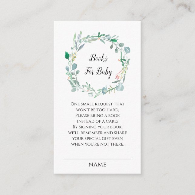 Libros Para Tarjeta De Alojamiento Floral Baby Bab (Anverso)