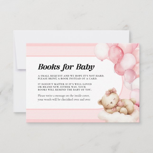 Libros para tarjeta de Baby Shower Baby Pink (Anverso)