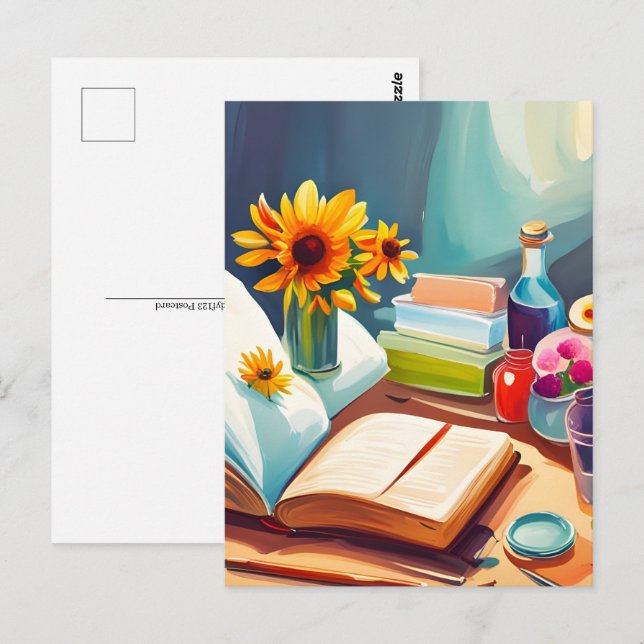 Libros, postal para el cruce de postales (Anverso / Reverso)