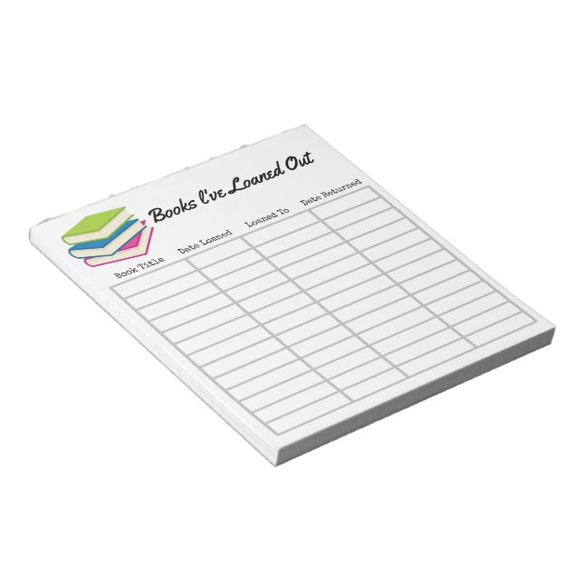 "Libros que he prestado" Bloc de notas (Lado Derecho)