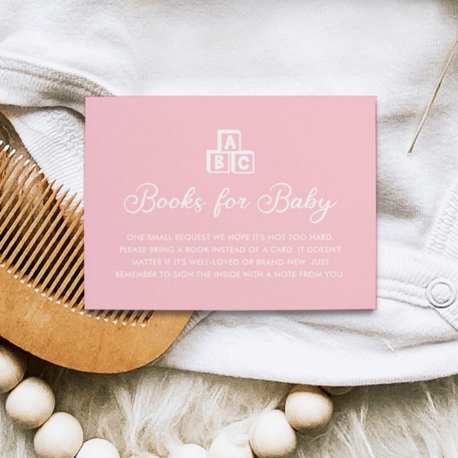 Libros rosas Minimalistas modernos para la tarjeta (Minimal modern girl books for baby card)