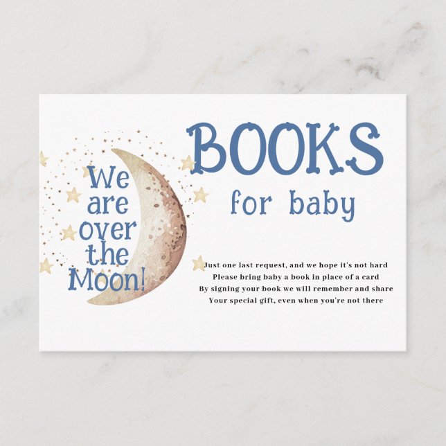 Libros sobre la luna para la tarjeta Baby Shower (Anverso)