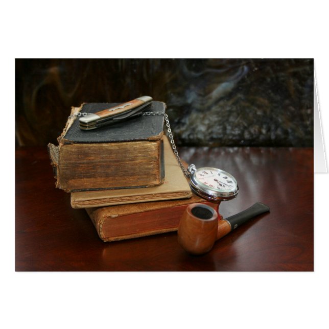 Libros, tuberías, Pocket Watch y Knife Still Life (Anverso (Horizontal))