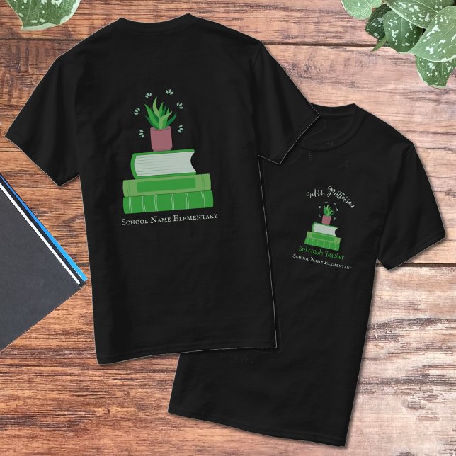 Libros verdes y camiseta del profesor de planta co (Green Book and Houseplant School Staff T-shirt)