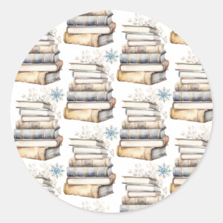 Libros y Copos de Nieve Stickers Sellos