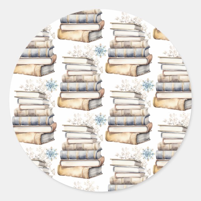 Libros y Copos de Nieve Stickers Sellos (Anverso)