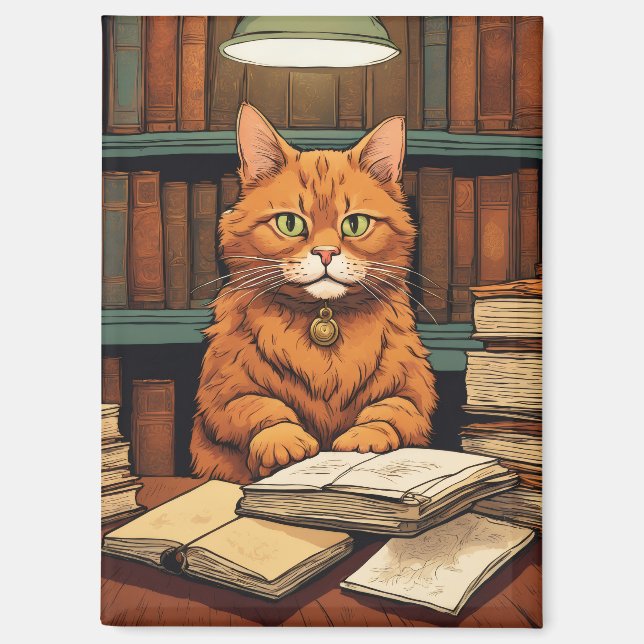 libros y gatos imán (Anverso)