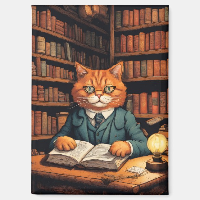 libros y gatos imán (Anverso)