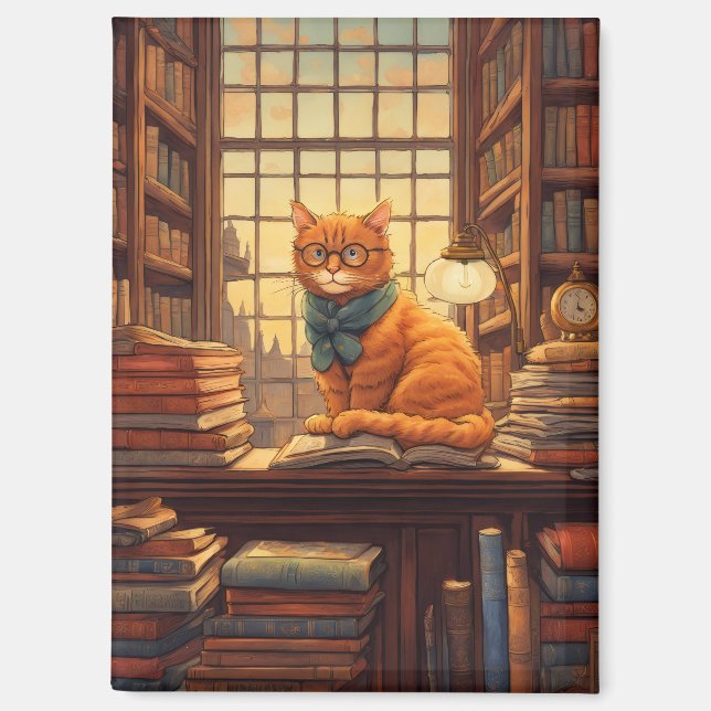 libros y gatos imán (Anverso)