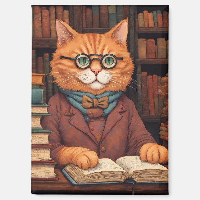 libros y gatos imán (Anverso)