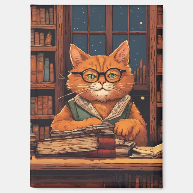 libros y gatos imán (Anverso)