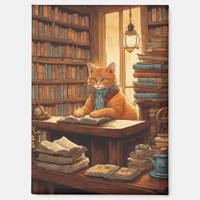 libros y gatos imán (Anverso)