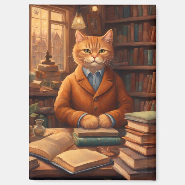 libros y gatos imán (Anverso)
