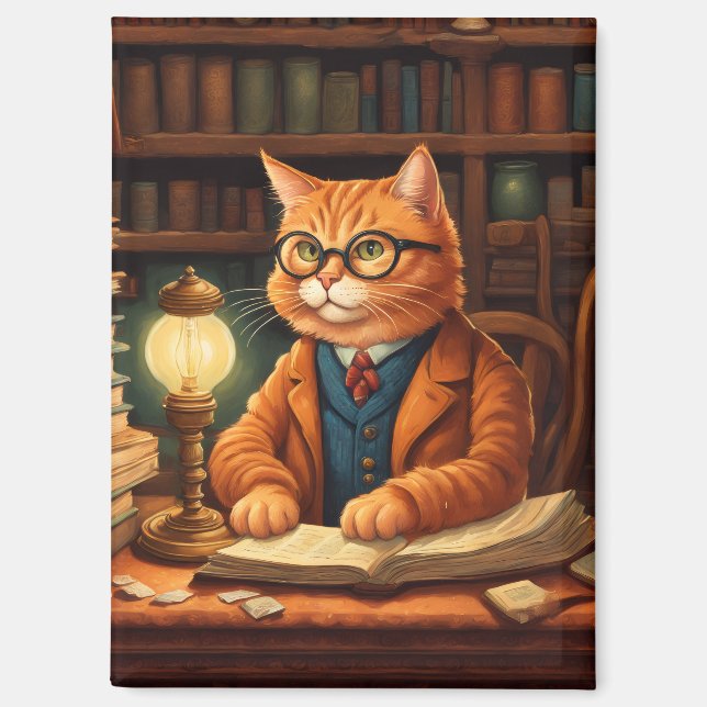 libros y gatos imán (Anverso)