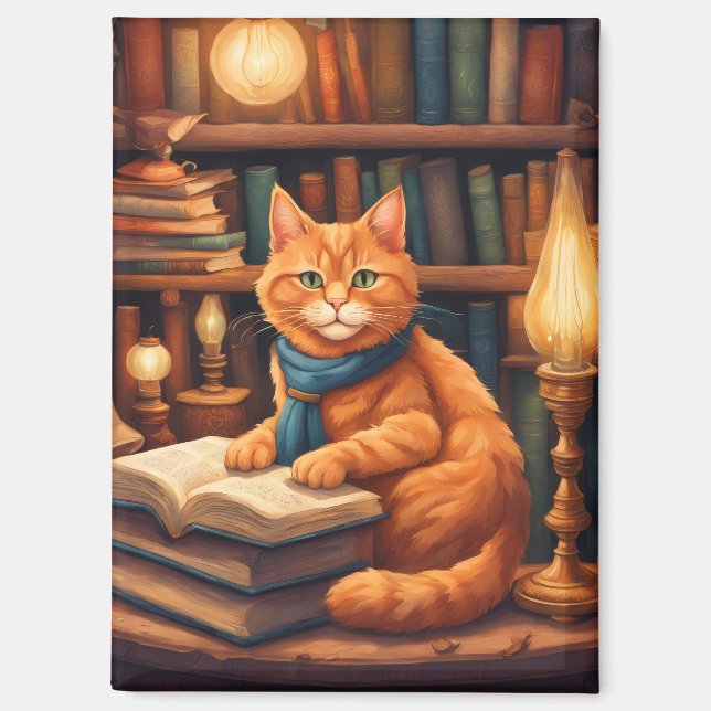 libros y gatos imán (Anverso)